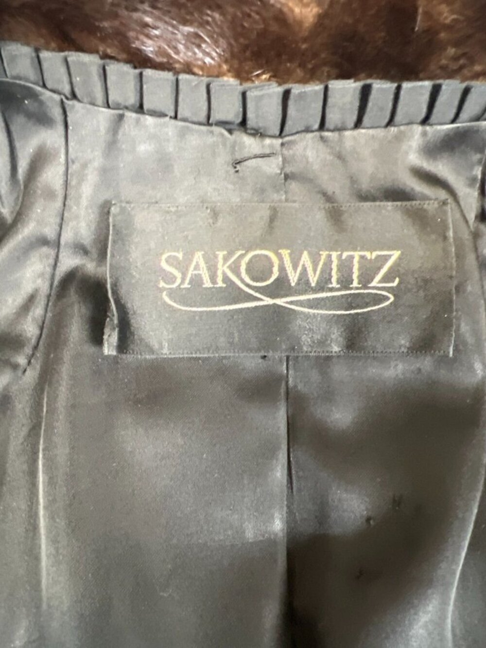 Vintage Sakowitz Women Real Mink Fur Coat Brown Mid Length Genuine Luxury Heavy - Picture 3 of 9